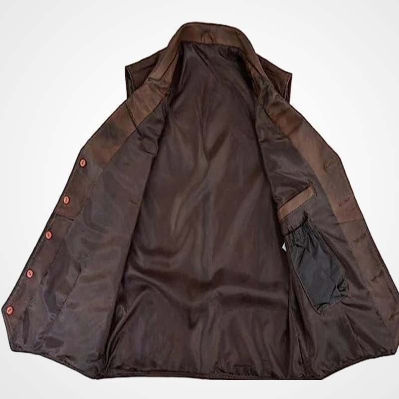 Men’s Cowhide Motorcycle Leather Vest Waistcoat