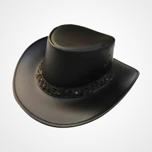 Men's Genuine Leather Western Cowboy Hat