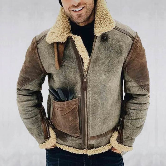 Men's Genuine Leather Winter Jacket with Shearling Collar Mens Genuine Leather Winter Jacket with Shearling Collar