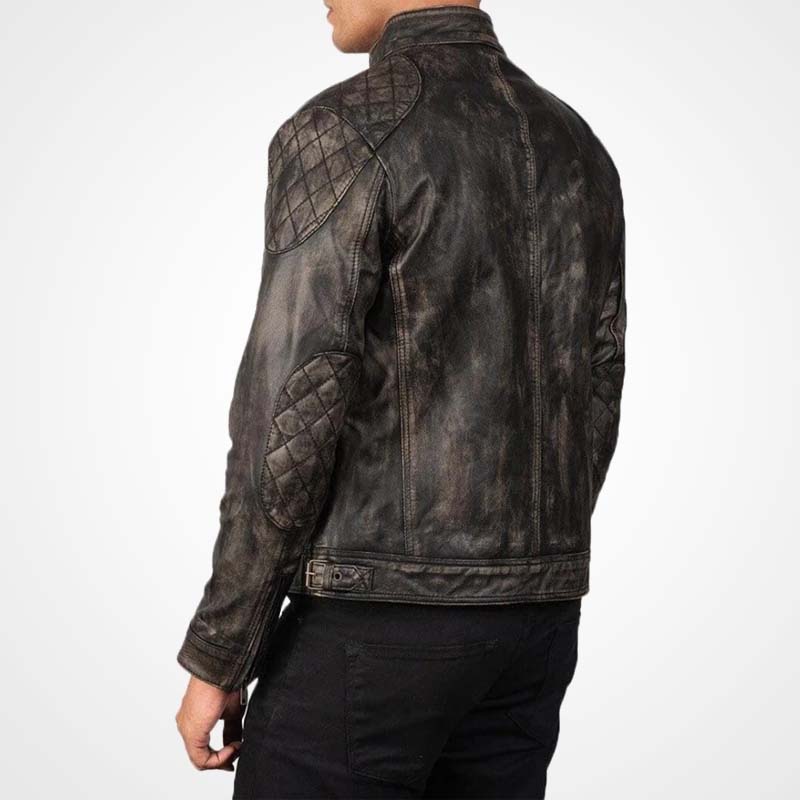 Men's Handmade Distressed Brown Cowhide Leather Racer Jacket