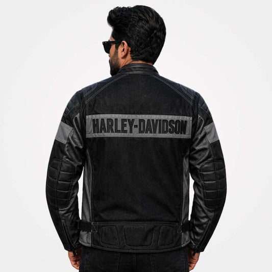 Mens Harley Davidson Mecca Black Color Block Mesh Riding Jacket