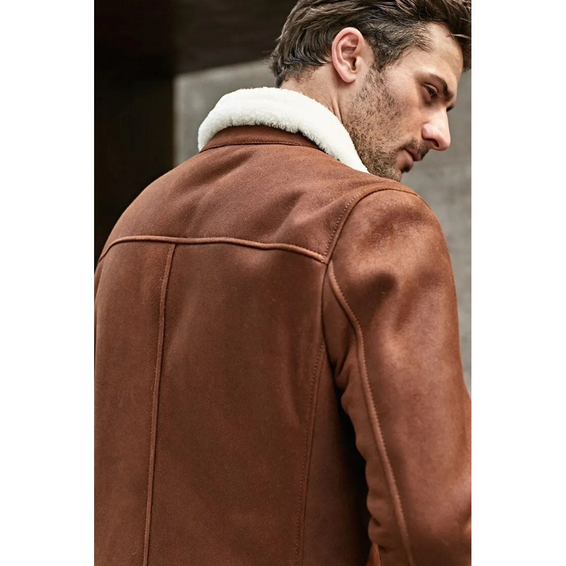 Men's B3 Shearling Jacket - Turn-Down Collar Winter Short Coat