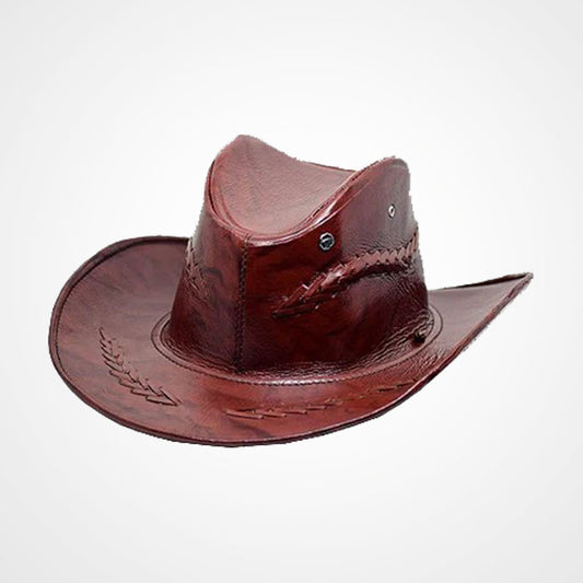 Men's Western Brown Leather Cowboy Hat Men's Western Brown Leather Cowboy Hat