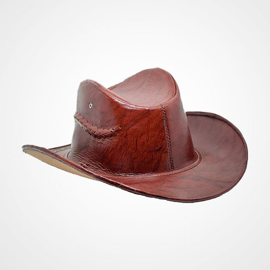 Men's Western Brown Leather Cowboy Hat