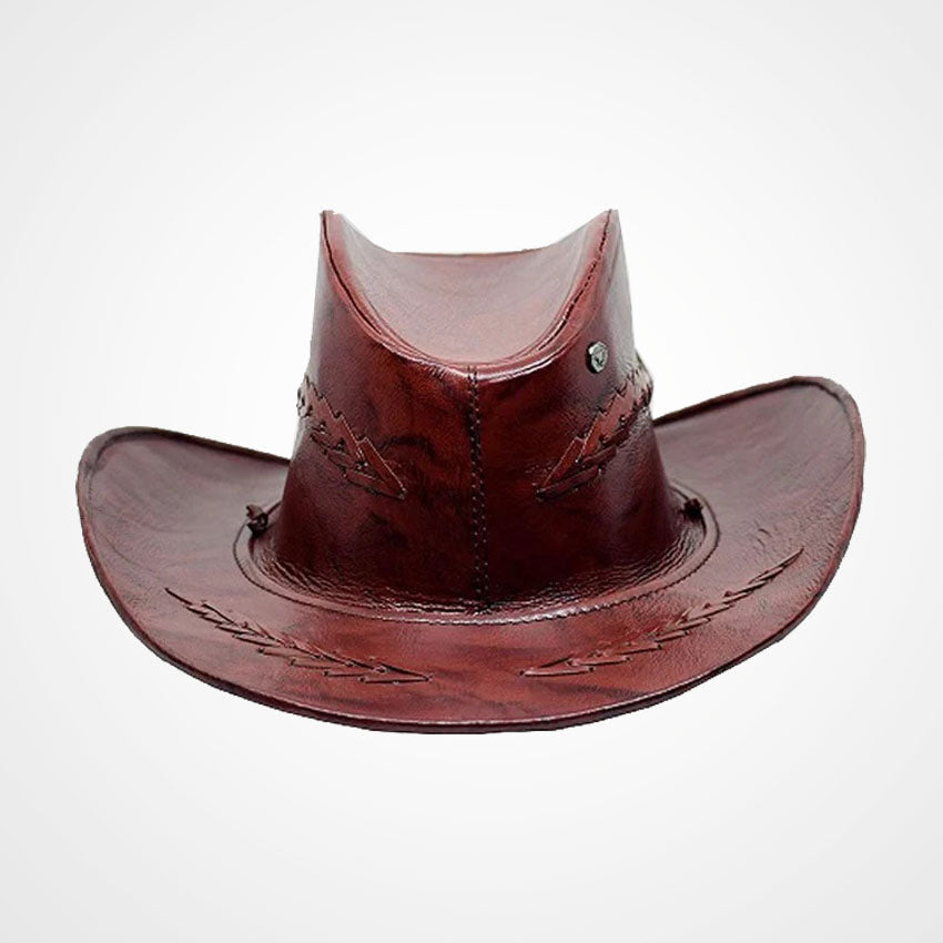 Men's Western Brown Leather Cowboy Hat