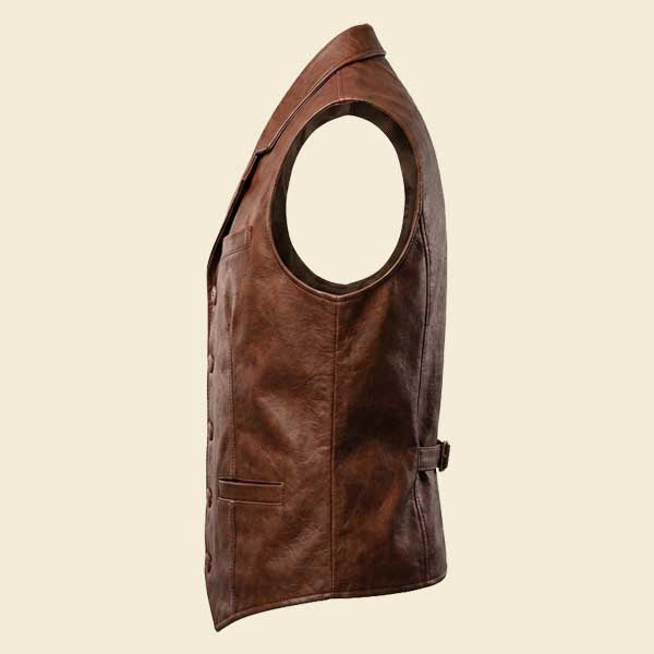 Mens smart casual brown leather waistcoat outfit