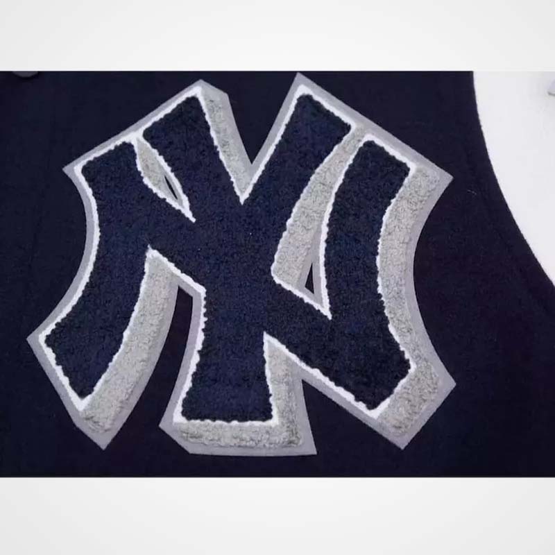 NY Yankees Mash Up Varsity Jacket with Leather Sleeves