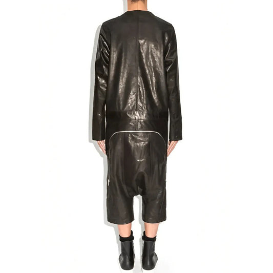 Men's Black Leather Rompers