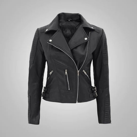 Nikki Roumel Black Leather Biker Jacket