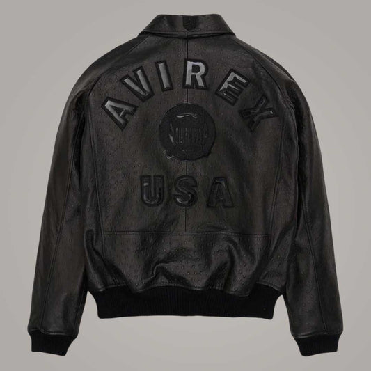 Premium Black Avirex Genuine Leather Limited Edition Jacket by Jackets Kingdom