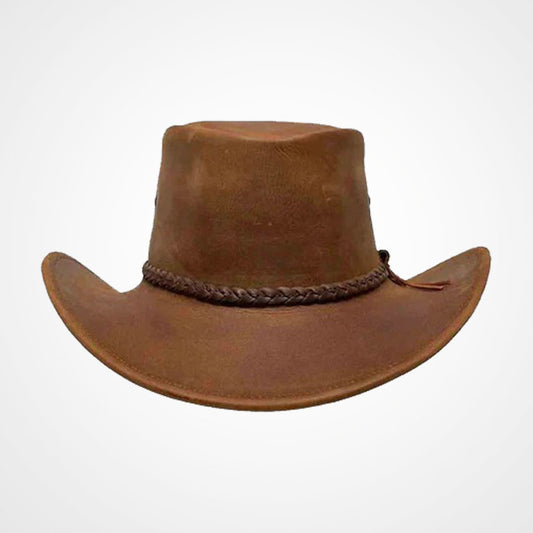 Men’s Handmade Western Brown Leather Cowboy Hat Ride in Style with This Handmade Western Leather Cowboy Hat