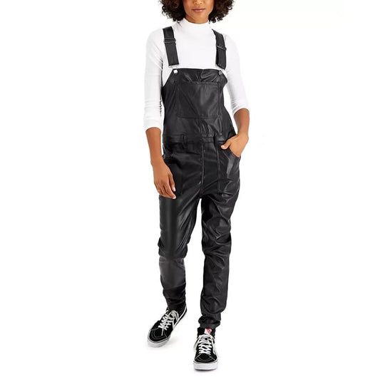 Stylish Black Multi Pockets Leather Overall for Women Stylish Black Multi Pockets Leather Overall for Women