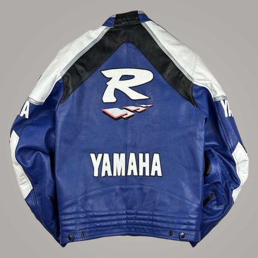 Genuine leather Yamaha motorcycle jacket front view by Jackets Kingdom