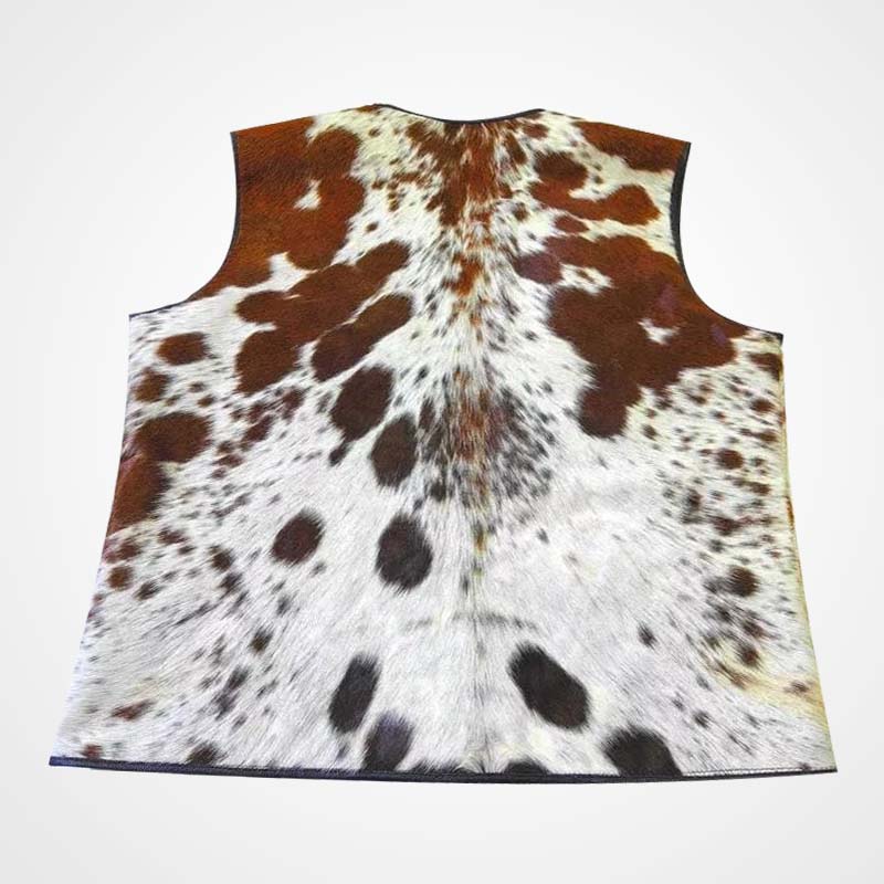 Vintage 80s Men's Cowhide Hair-On Leather Western Vest