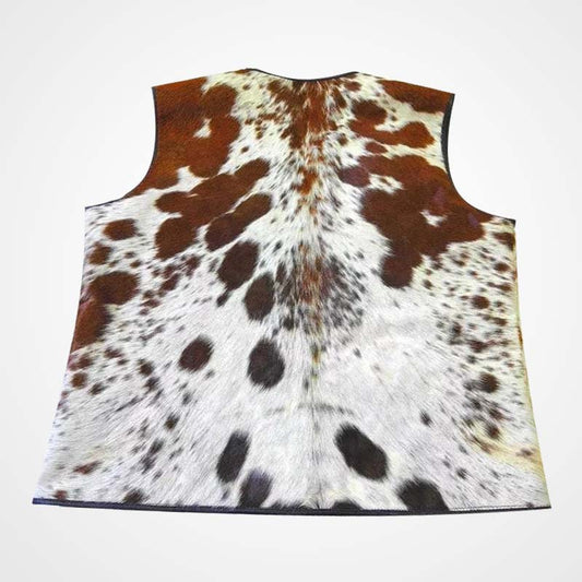 Vintage 80s Men's Cowhide Hair-On Leather Western Vest