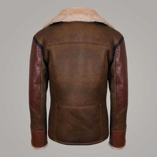 Vintage Brown Leather Bomber Flying Jacket with Sheepskin Wool Lining by Jackets Kingdom