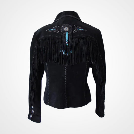Vintage Scully Turquoise Fringed Cowgirl Leather Jacket