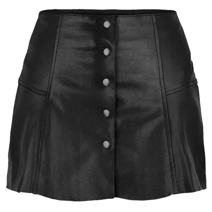 Women Bloom Leather Skirt Black