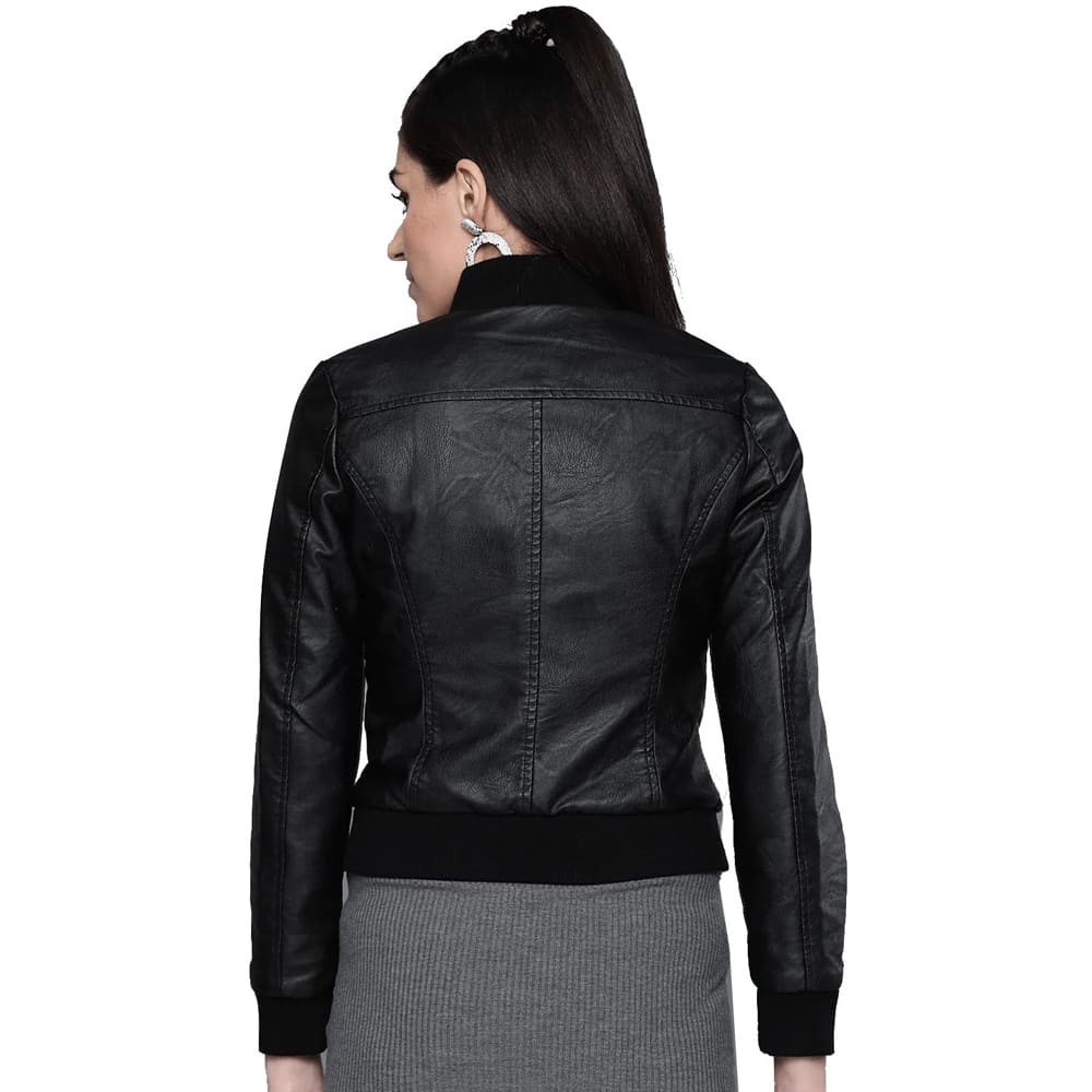 Bomber Leather Jacket Black