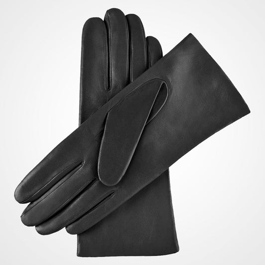 Women’s Black Lambskin Leather Gloves with Cashmere Lining