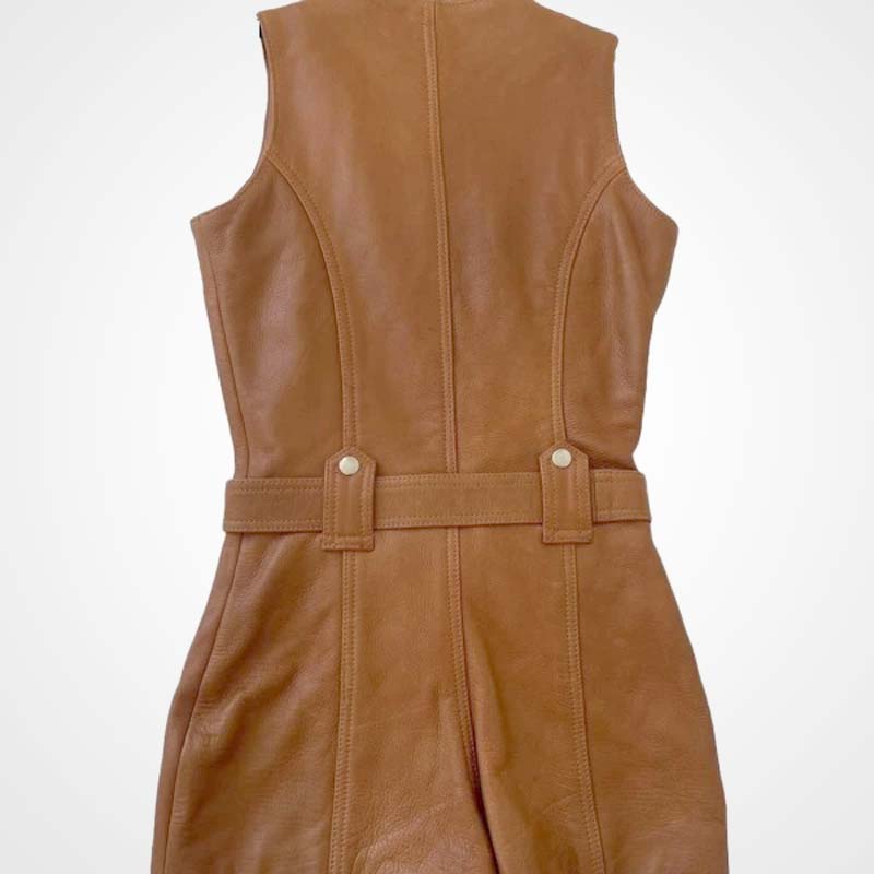 Womens Brown Leather Short Romper