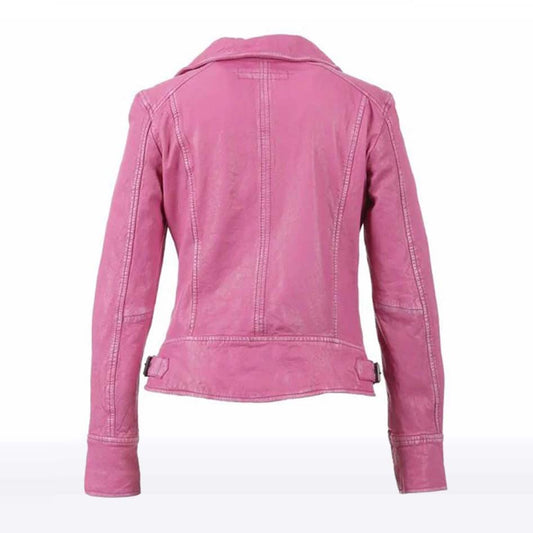 Pink biker jacket for women