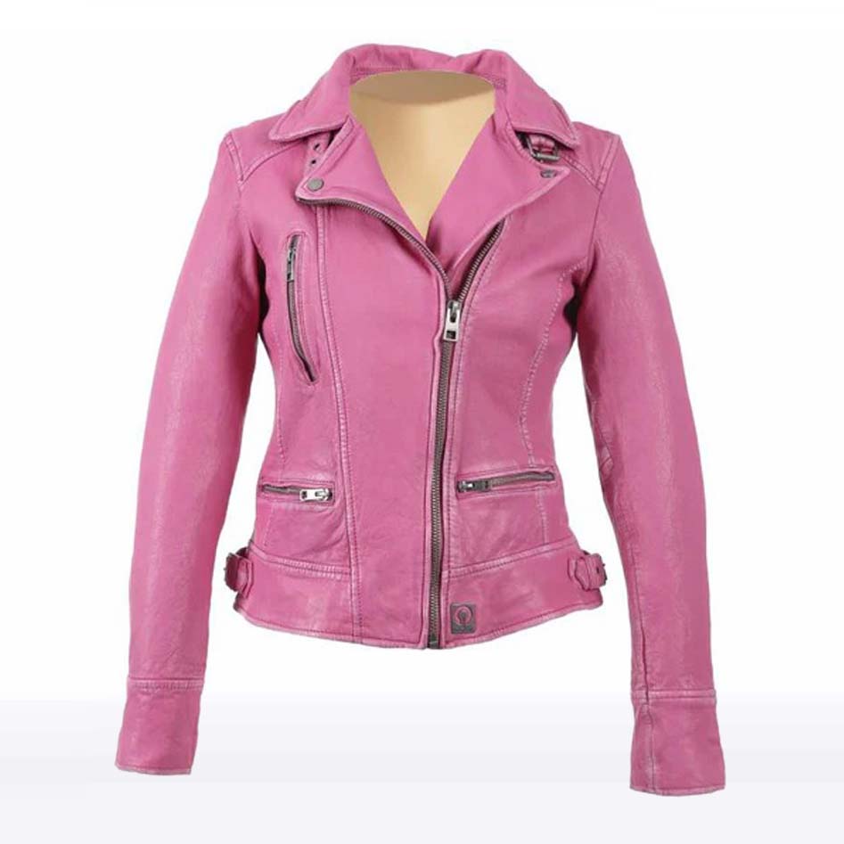 Anorahs Fuschia Biker Leather Jacket
