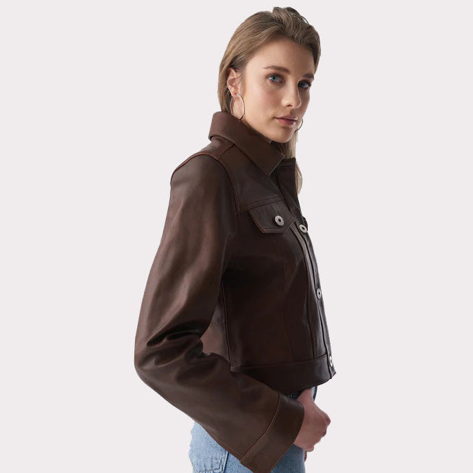 Authentic Western Tan Brown Women's Leather Jacket