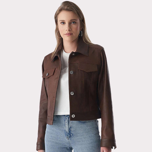 Authentic Western Tan Brown Women's Leather Jacket Authentic Western Tan Brown Women's Leather Jacket
