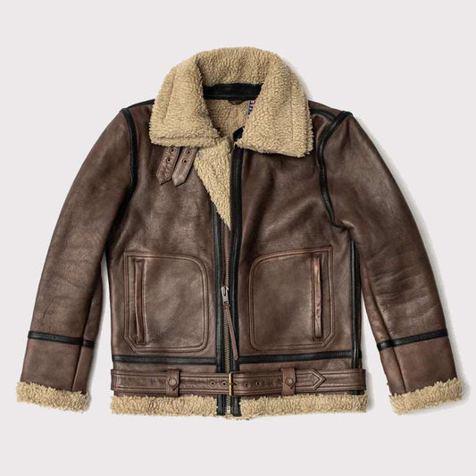 Aviator Brown Shearling Leather Jacket for Men Aviator Brown Shearling Jacket for Men