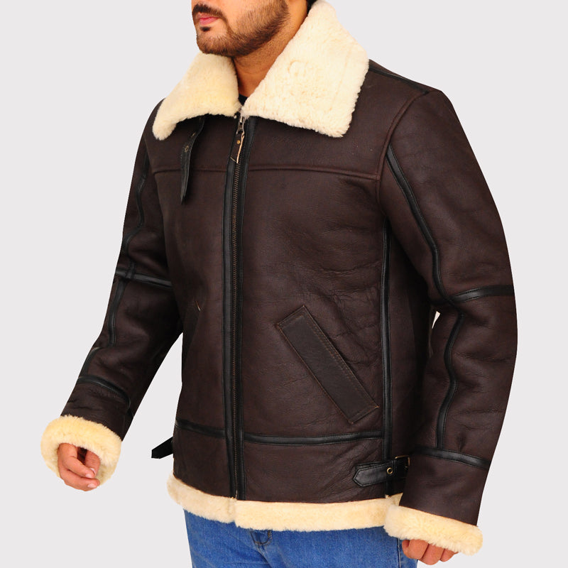 B3 Bomber Aviator Shearling Leather Jacket