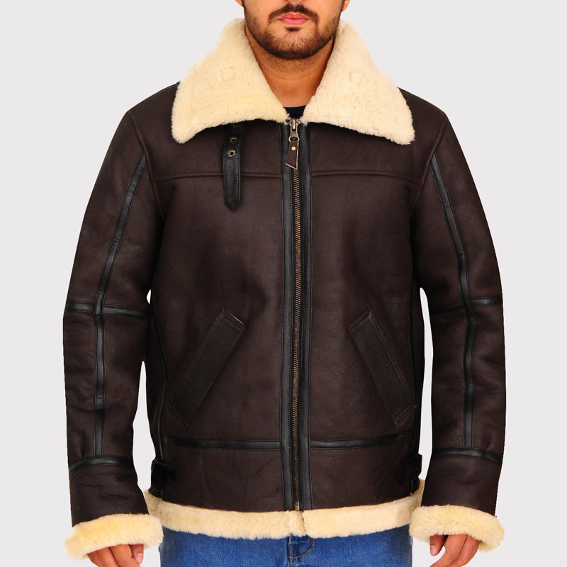 B3 Bomber Aviator Shearling Leather Jacket