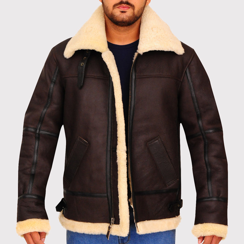 B3 Bomber Aviator Shearling Leather Jacket