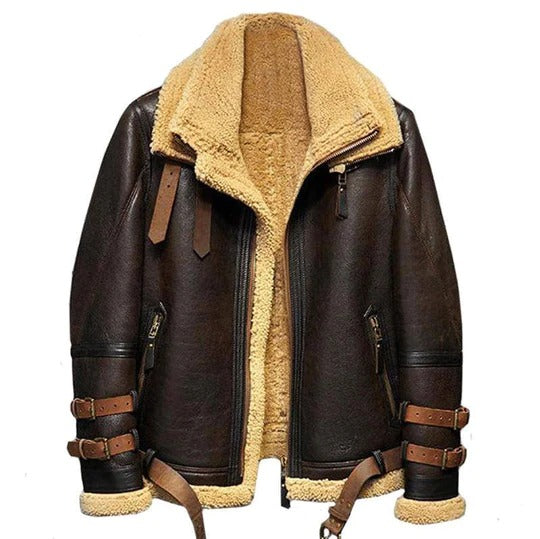 B3 Flight Sheepskin Aviator Leather Jacket - Fur Jacket