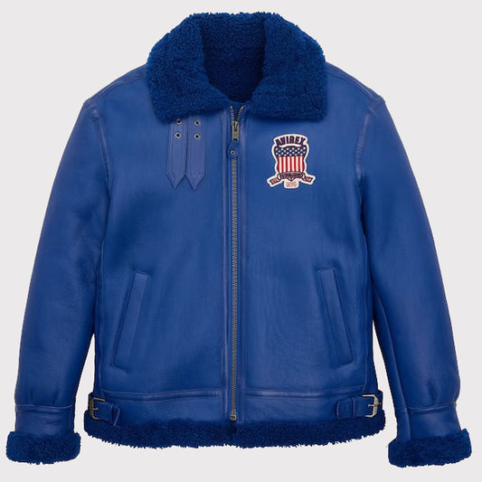 B3 Shearling Bomber Blue Icon Military Jacket B3 Shearling Bomber Blue Icon Military Jacket