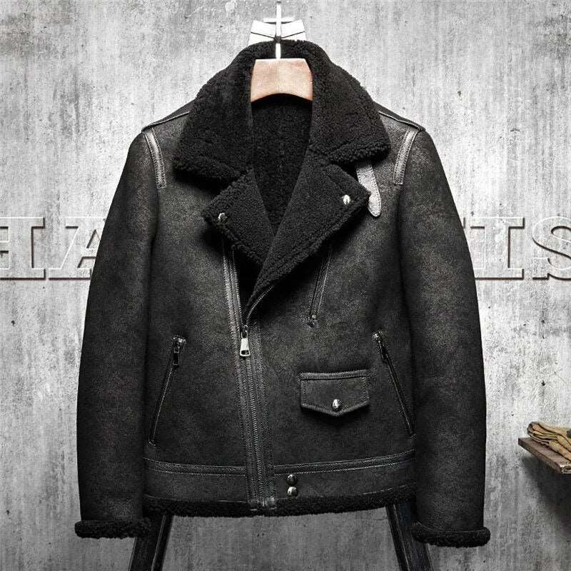 B3 Shearling Leather Jacket Men's Flying Jacket