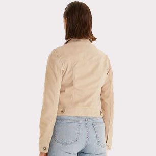 Beige Women's Western Suede Jacket