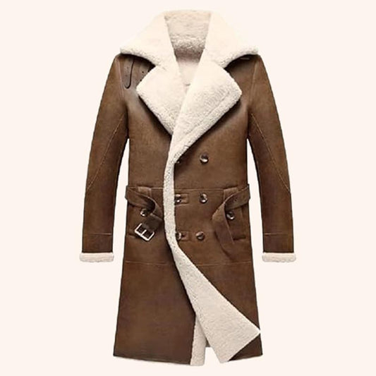 Men's Brown B7 Sheepskin Aviator Jacket Coat Men's Brown B7 Sheepskin Aviator Jacket Coat - Jackets Kingdom