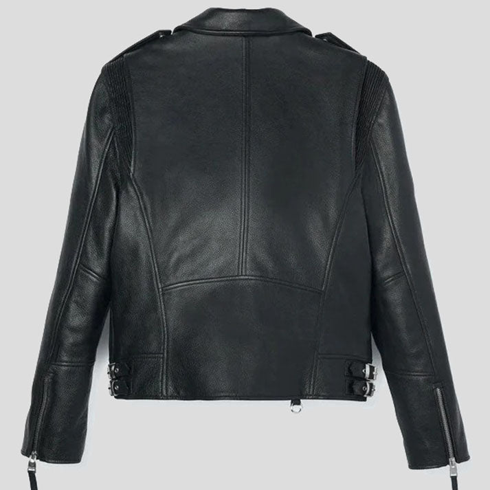 Black Biker Leather Motorbike Jacket for Men - Motorcycle Riding Leather Jacket