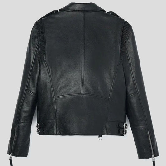 Black Biker Leather Motorbike Jacket for Men - Motorcycle Riding Leather Jacket