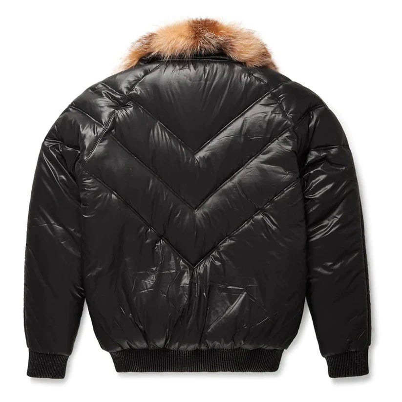 Black Bubble V-Bomber Leather Jacket for Men | Trendy Outerwear