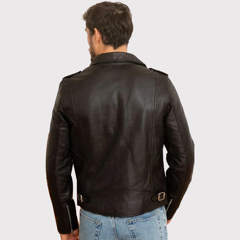 Black Men's Leather Biker Jacket