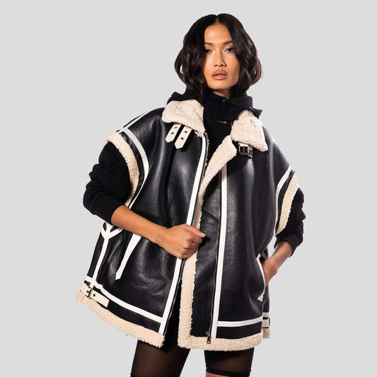 Fashionable Black Oversize Shearling Utility Vest Fashionable Black Oversize Shearling Utility Vest