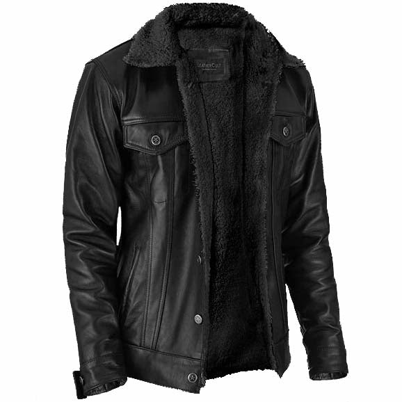 Black Sherpa Leather Jacket