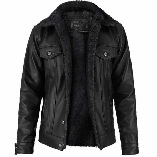 Black Sherpa Leather Jacket Black Sherpa Leather Jacket