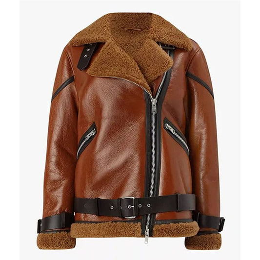 Blanche Rusty Brown Oversized Shearling Jacket - Cozy Elegance!