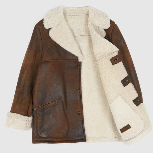 Brown Shearling Ranch Coat for Men