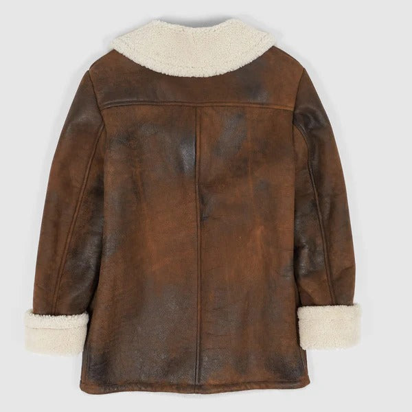 Brown Shearling Ranch Coat for Men