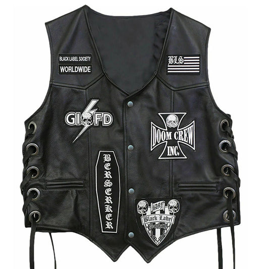 Men's Black Label Society Doom Crew Leather Vest buy best black label society doom crew vest