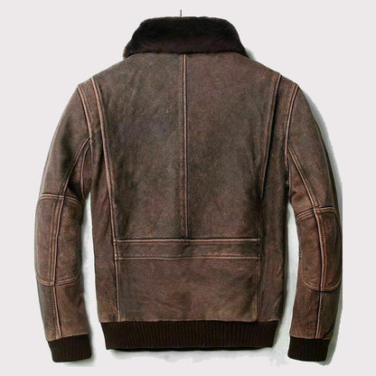 Vintage Distressed Brown Leather Cafe Racer Motorcycle Jacket